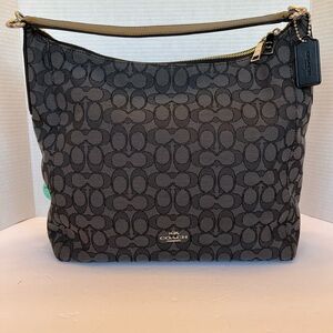 Coach Coach Black and Gray Canvas & Leather Monogram Satchel    (#2)